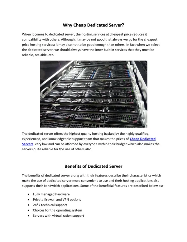 Cheap dedicated server