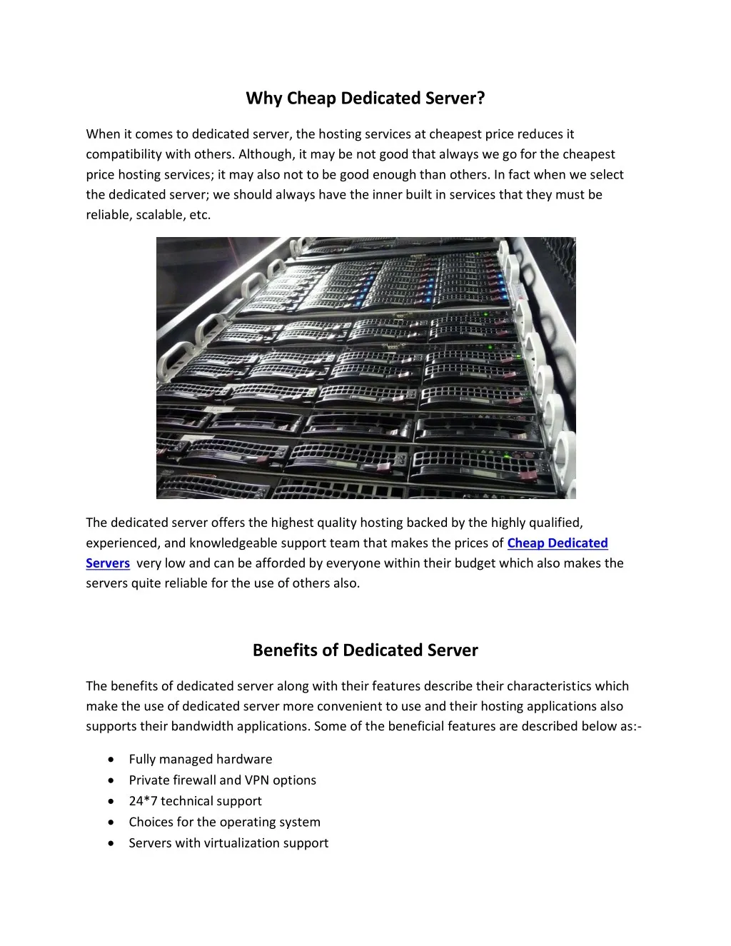 why cheap dedicated server