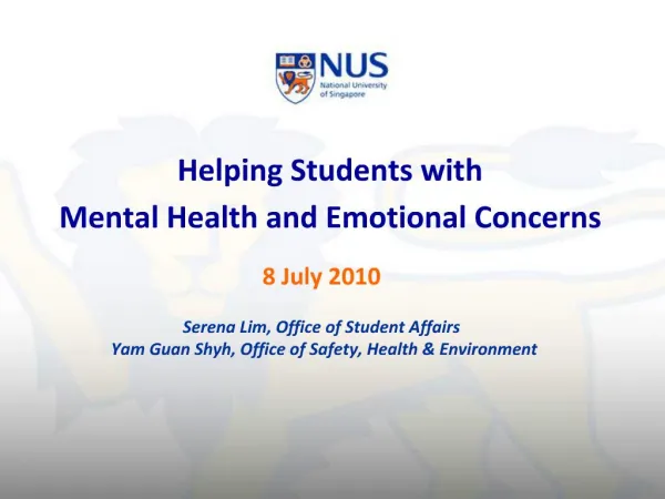 Helping Students with Mental Health and Emotional Concerns