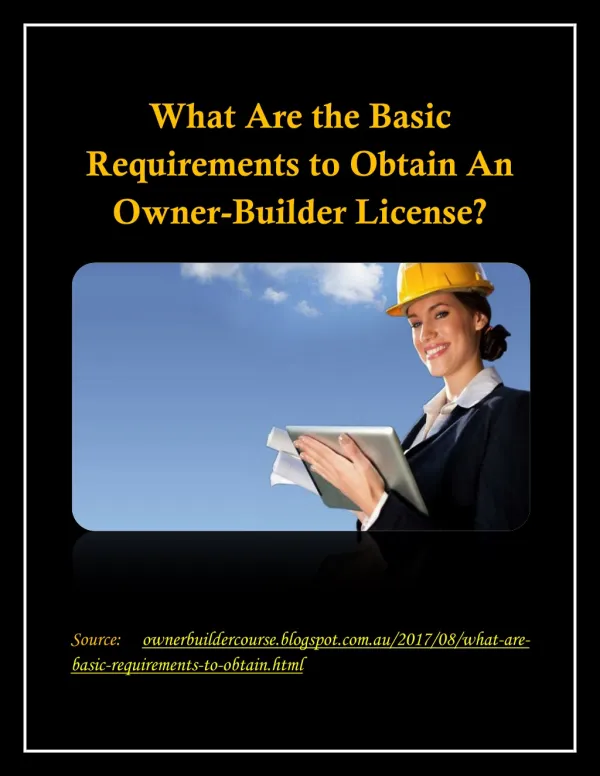 What Are the Basic Requirements to Obtain An Owner