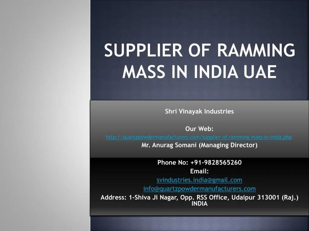 supplier of ramming mass in india uae