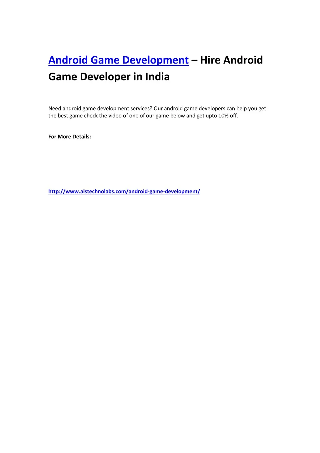 android game development hire android game