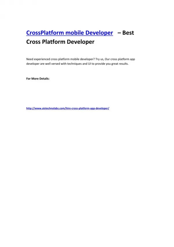 crossplatform mobile developer best cross