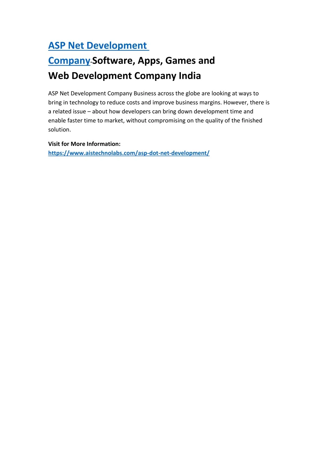 asp net development company software apps games