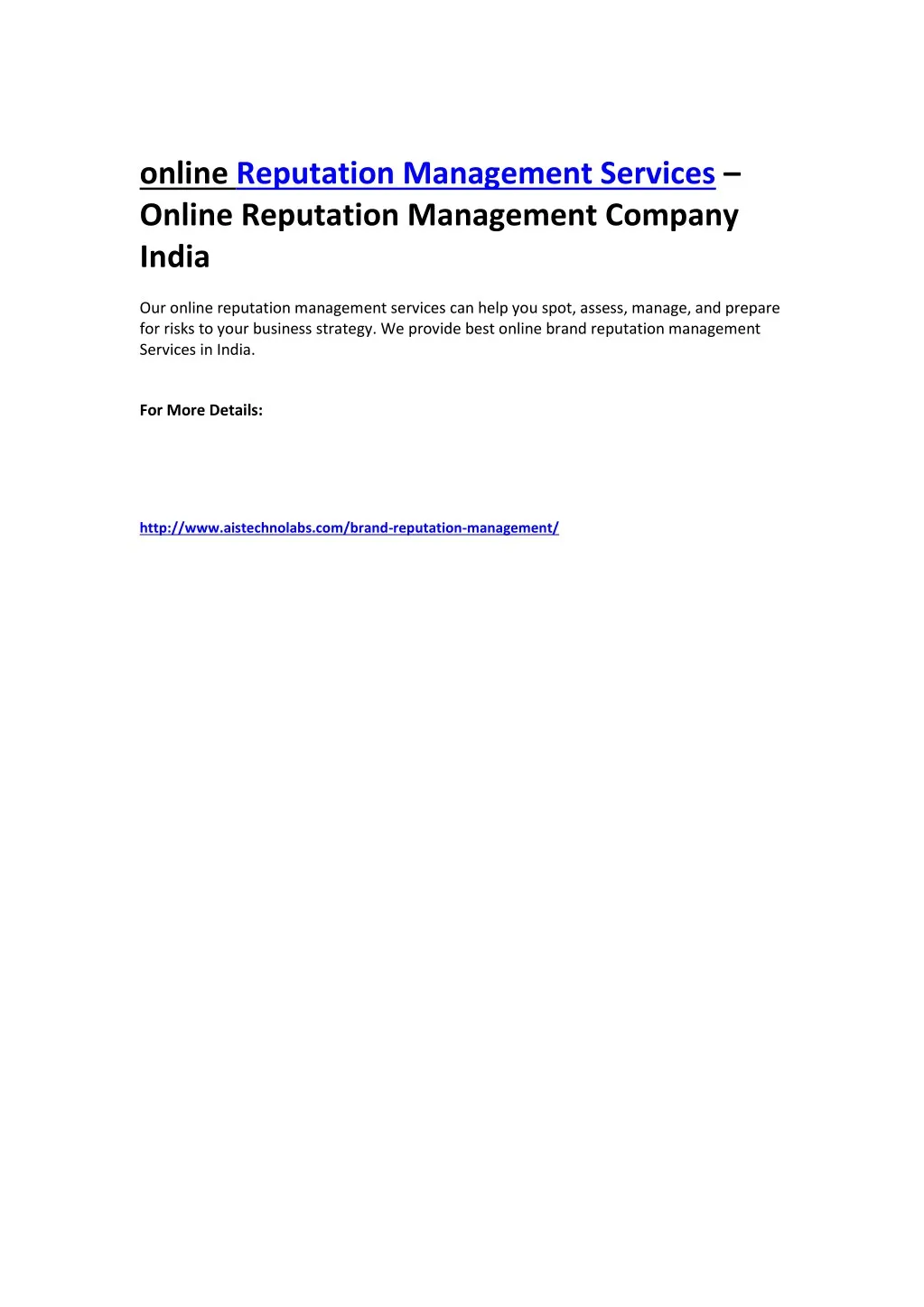 online reputation management services online