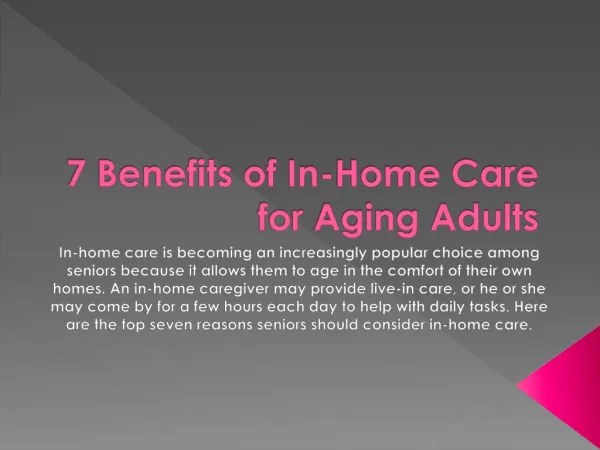 7 Benefits of In-Home Care for Aging Adults