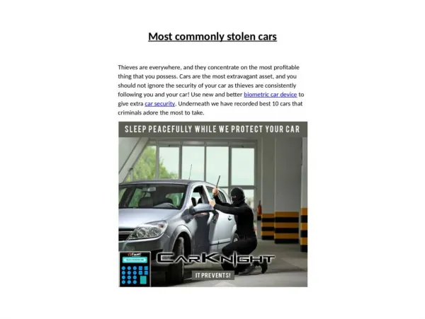 Most common stolen cars