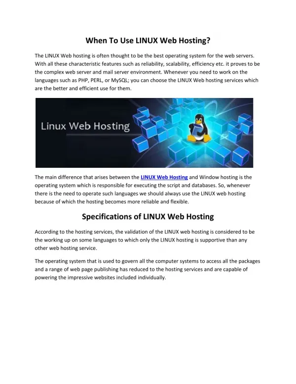 LINUX web hosting