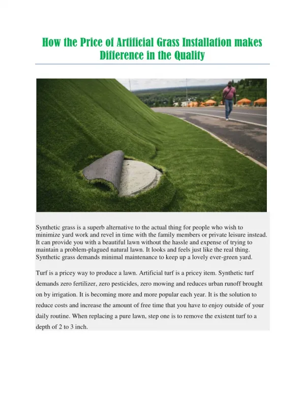 Artificial grass installation price