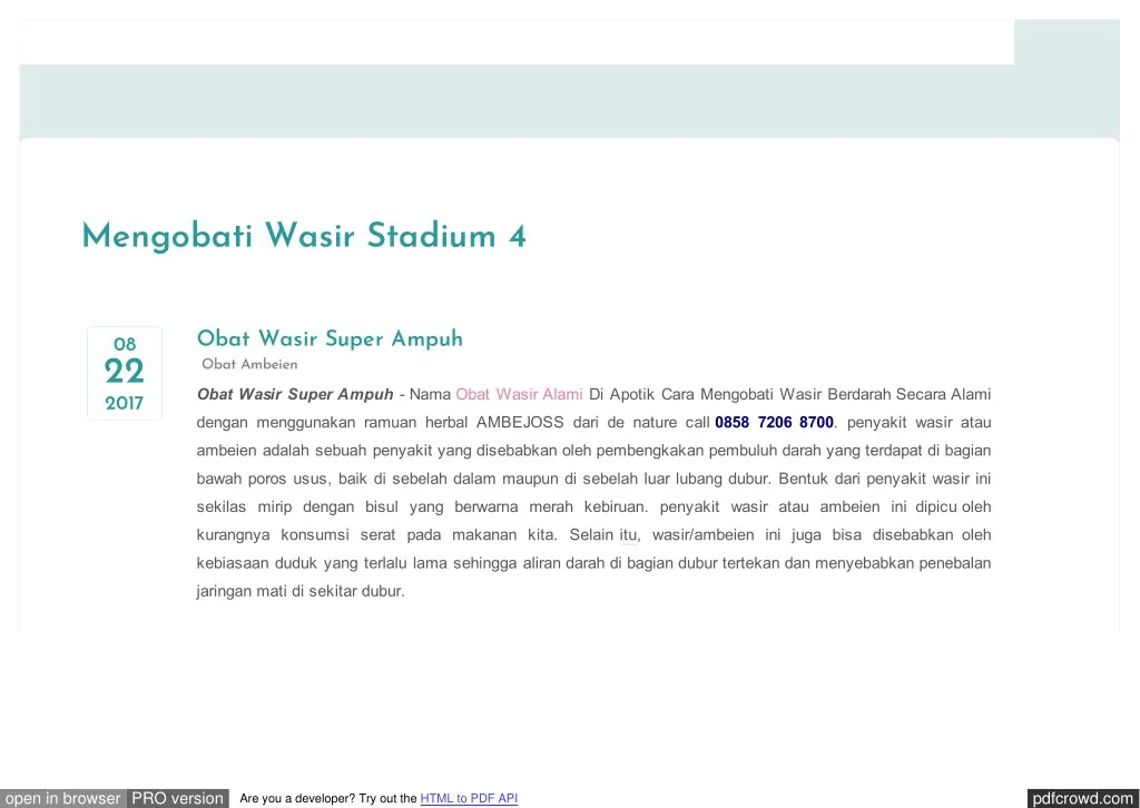 mengobati wasir stadium 4