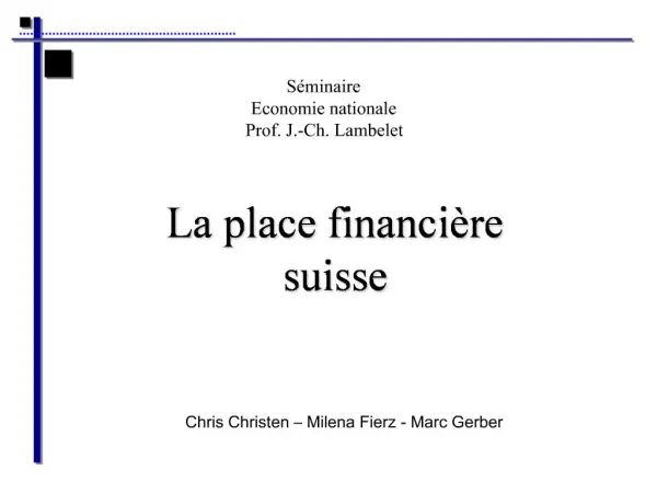 La place financi re suisse