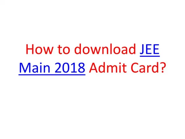 JEE Mains Admit Card Download