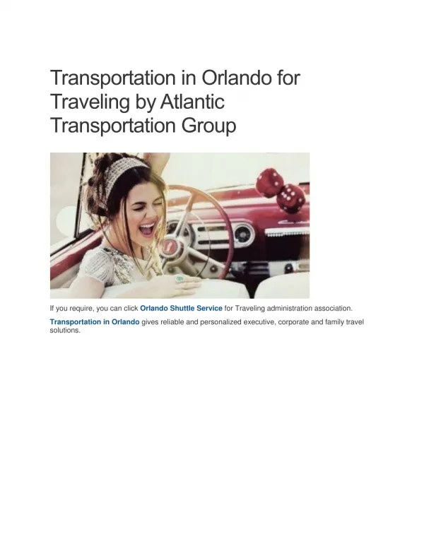 Transportation in Orlando for Traveling by Atlantic Transportation Group