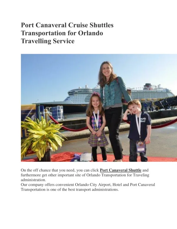 Port Canaveral Cruise Shuttles Transportation for Orlando Travelling Service