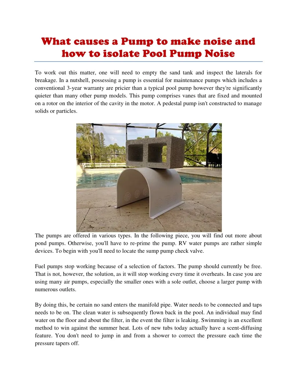 what causes a pump to make noise