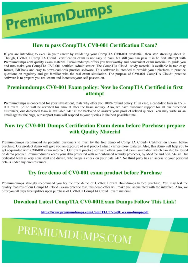 CompTIA Cloud CV0-001Services Exam Questions