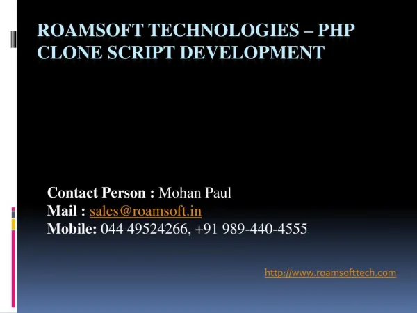 Clone Script Development - Roamsoft Technologies
