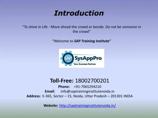 SAP Training Institute Noida – Course and Modules