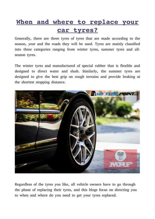 WHEN AND WHERE TO REPLACE YOUR CAR TYRES?