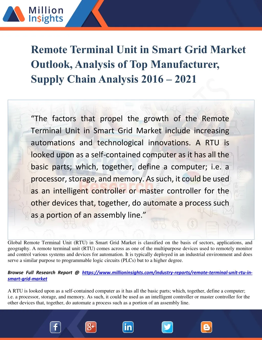 remote terminal unit in smart grid market outlook