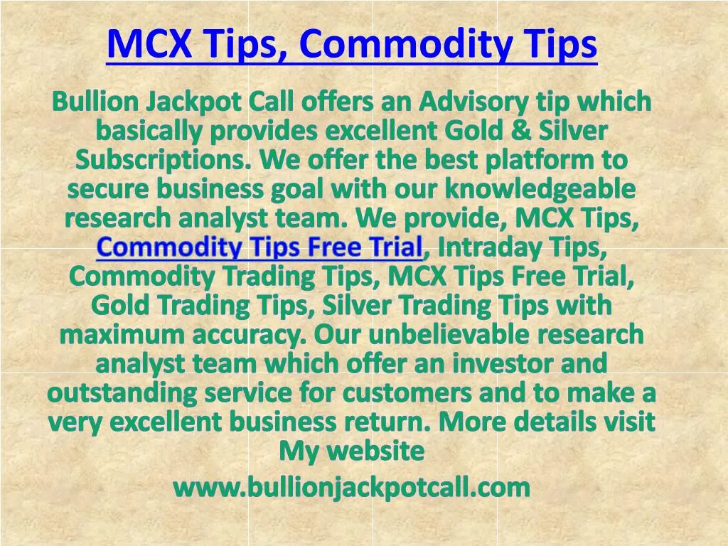 mcx tips commodity tips