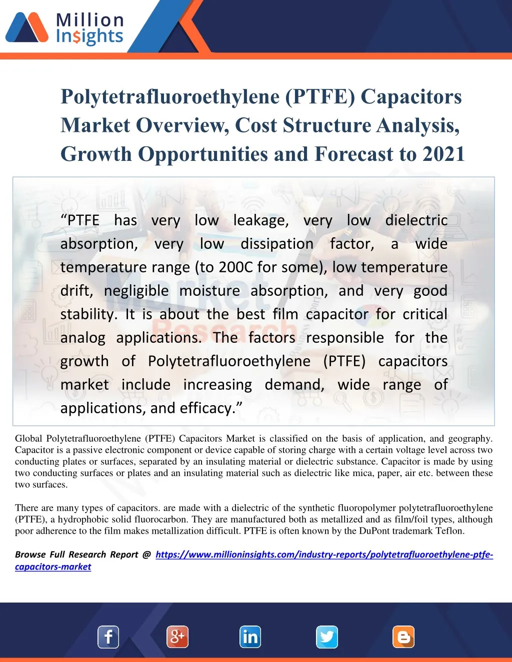 polytetrafluoroethylene ptfe capacitors market