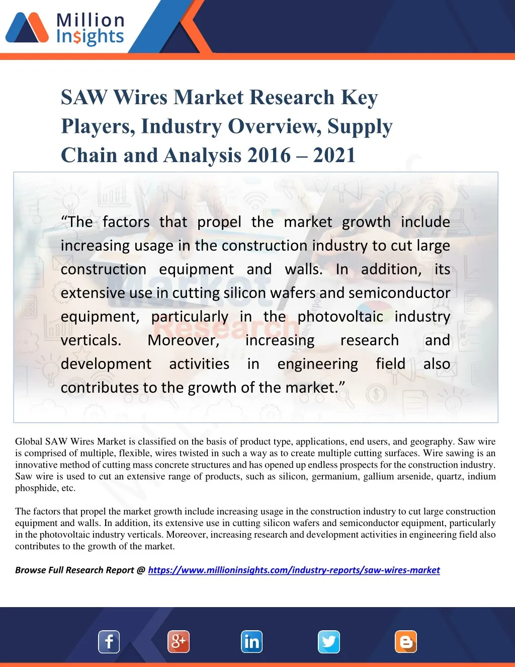 saw wires market research key players industry