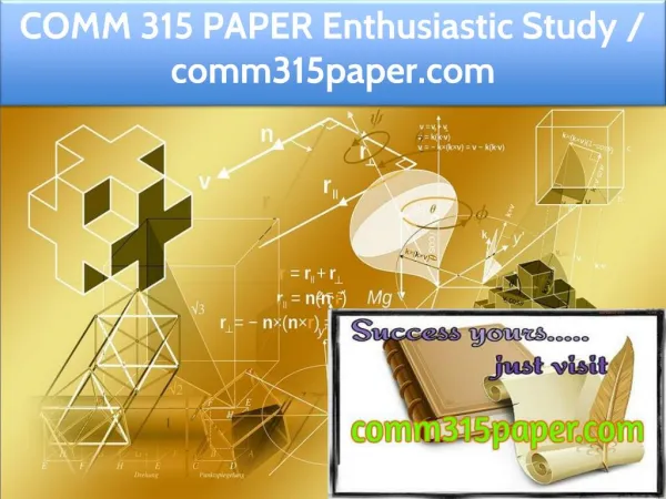 COMM 315 PAPER Enthusiastic Study / comm315paper.com