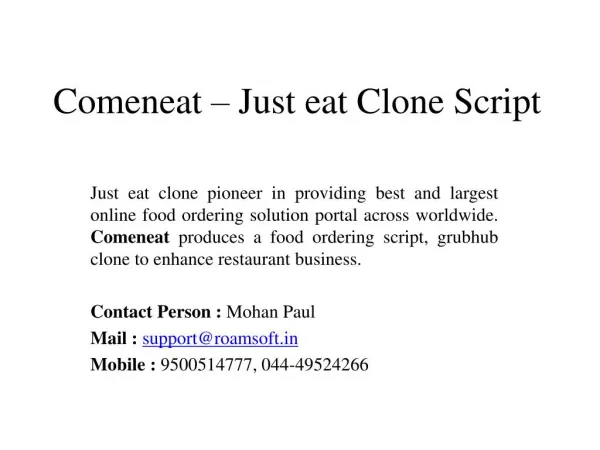 Comeneat - Just eat Clone Food ordering script