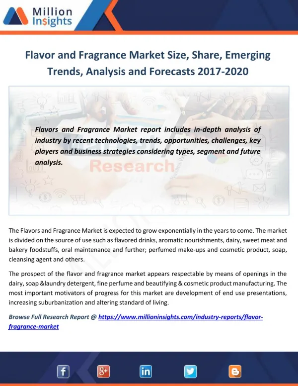 Flavor and Fragrance Market Share, Growth, Outlook From 2017-2020