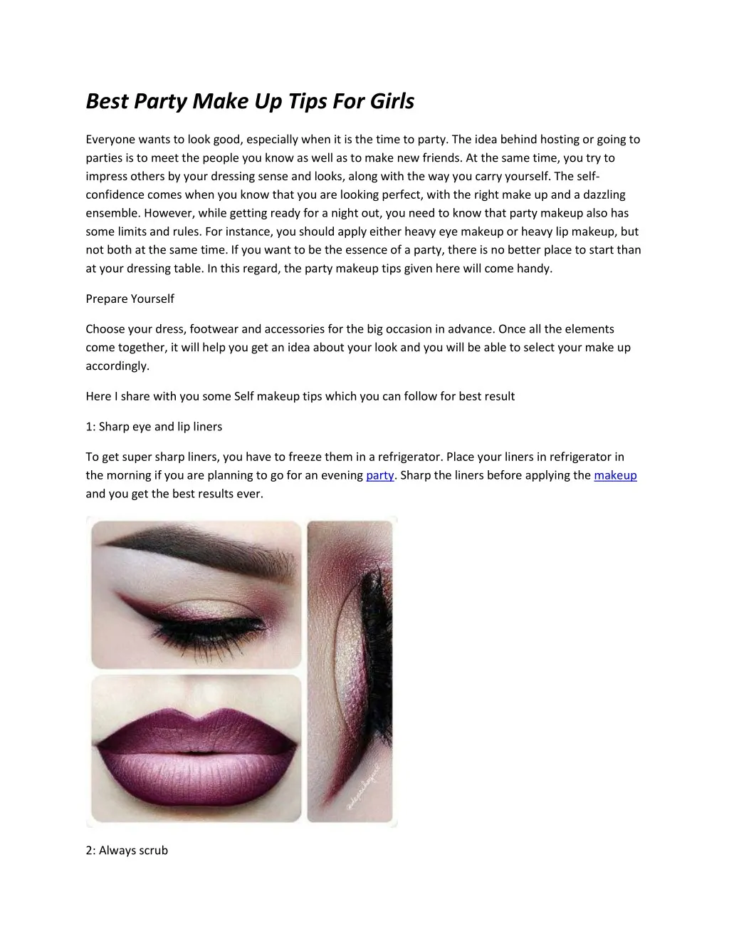 best party make up tips for girls