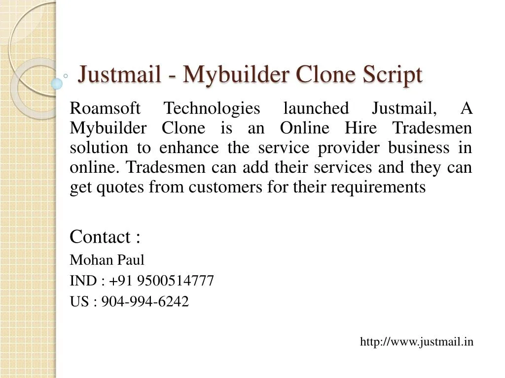 justmail mybuilder clone script