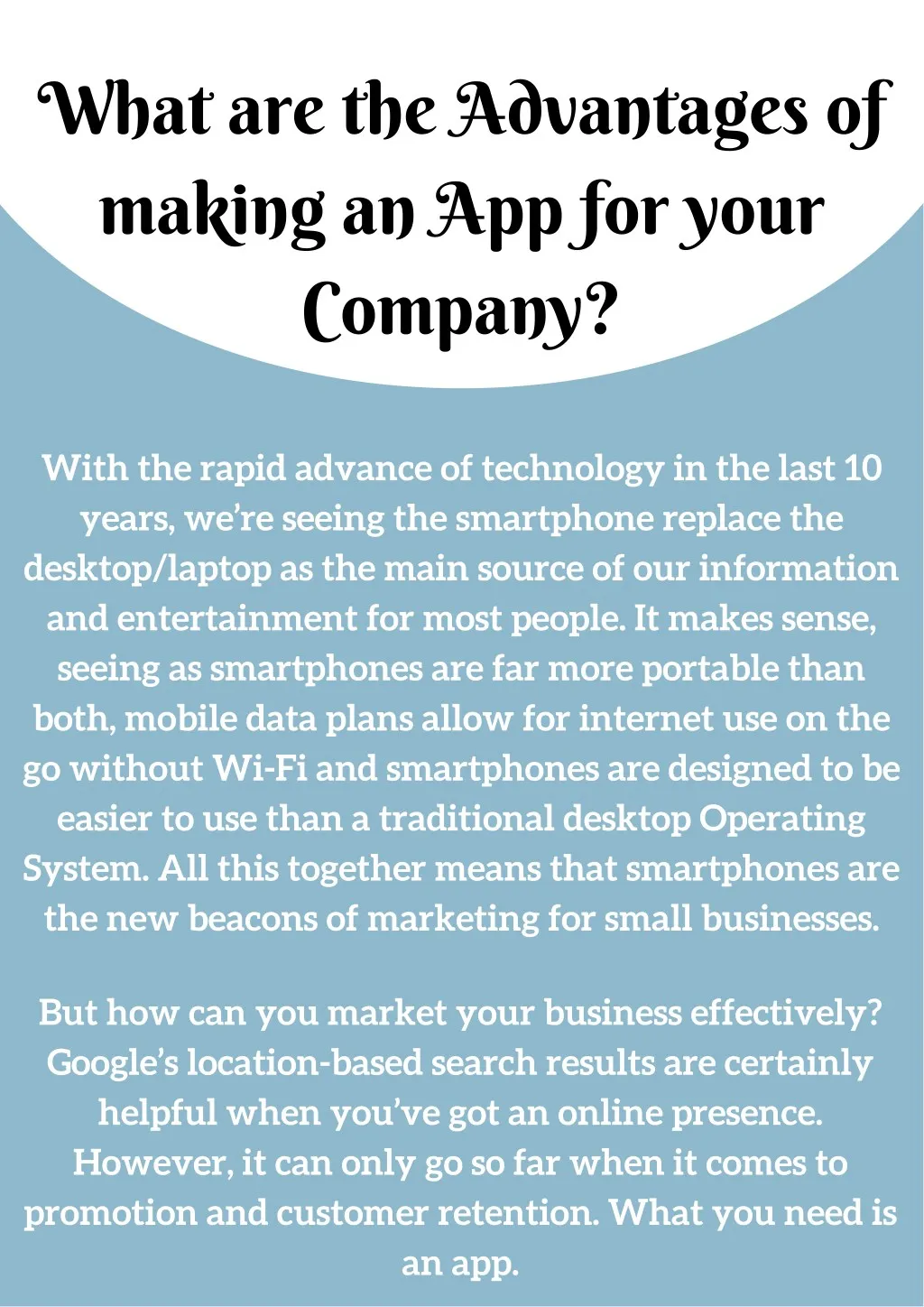 what are the advantages of making an app for your