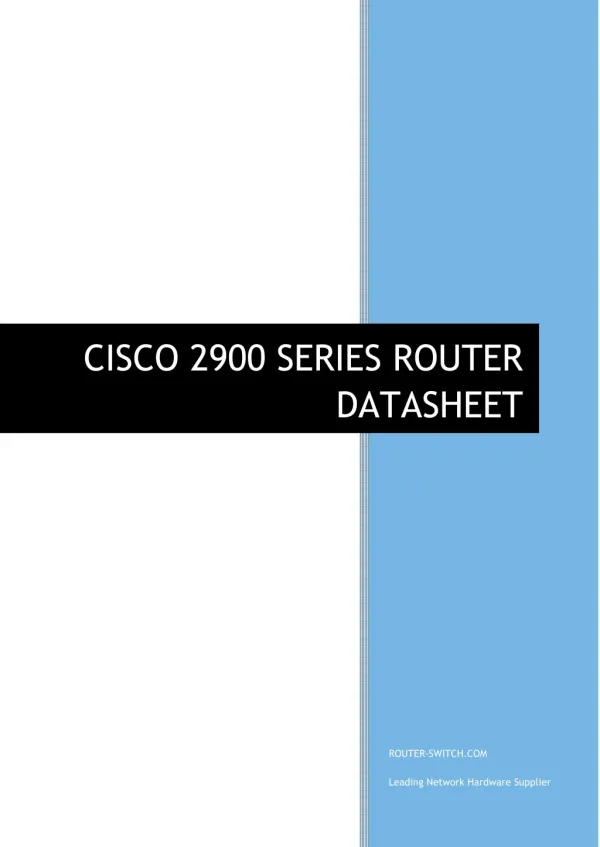 CISCO 2900 SERIES ROUTER DATASHEET