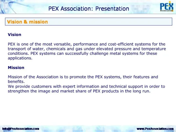 PEX Association: Presentation