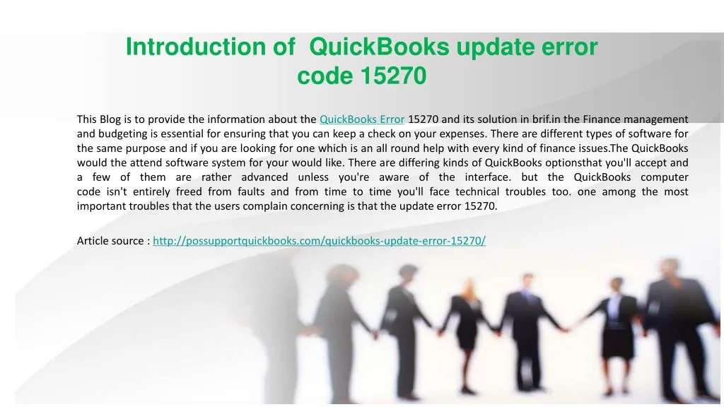 introduction of quickbooks update error code 15270