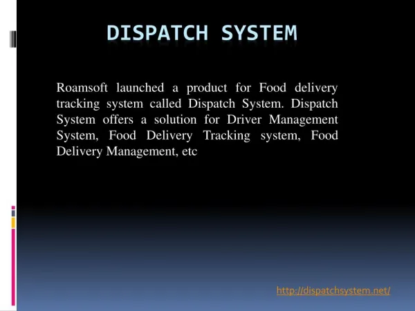 Dispatch System - Food Delivery Management