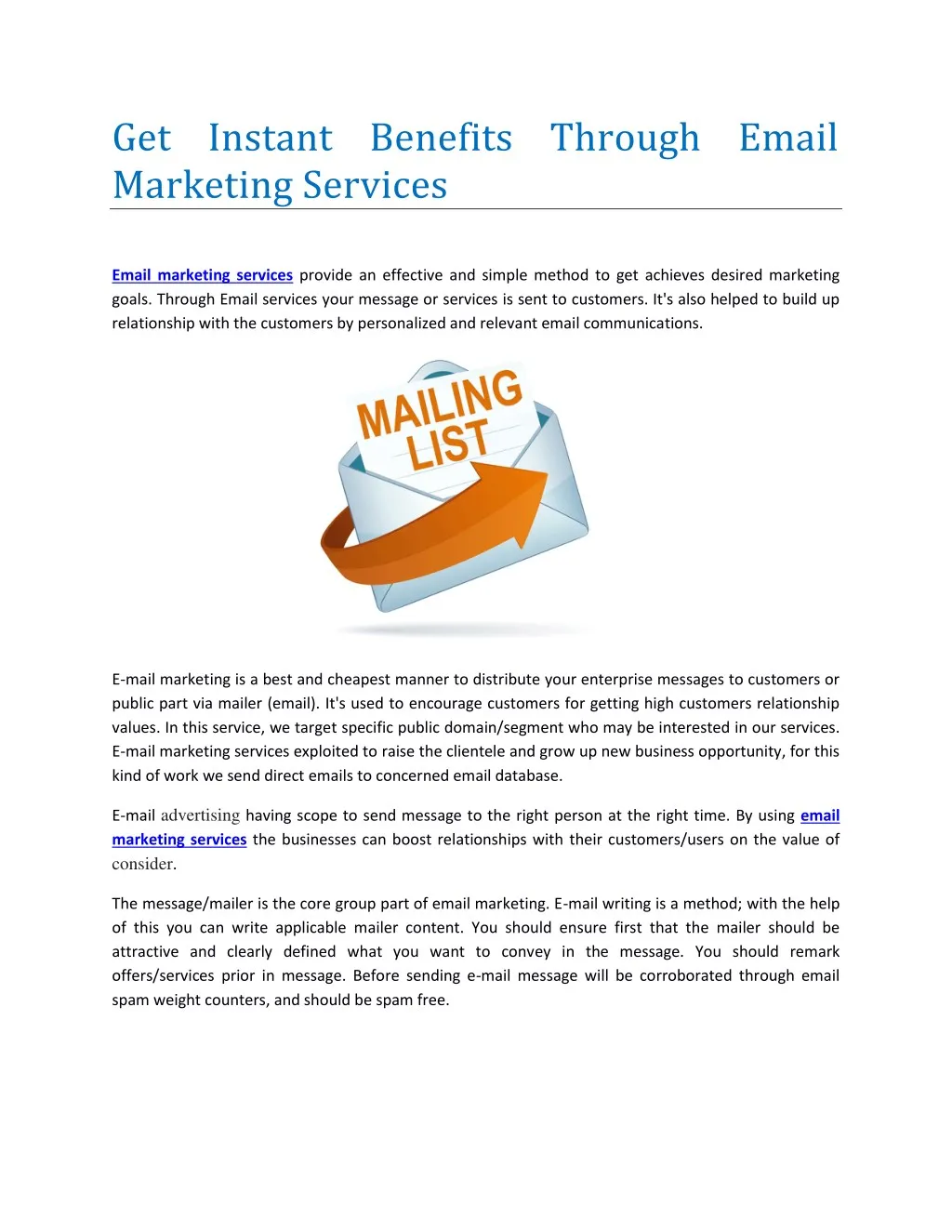 get instant benefits through email marketing