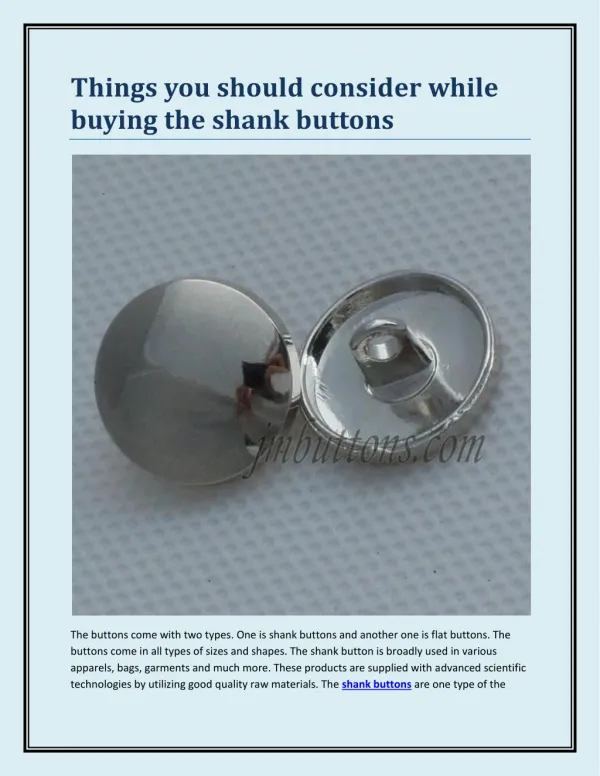 Things you should consider while buying the shank buttons
