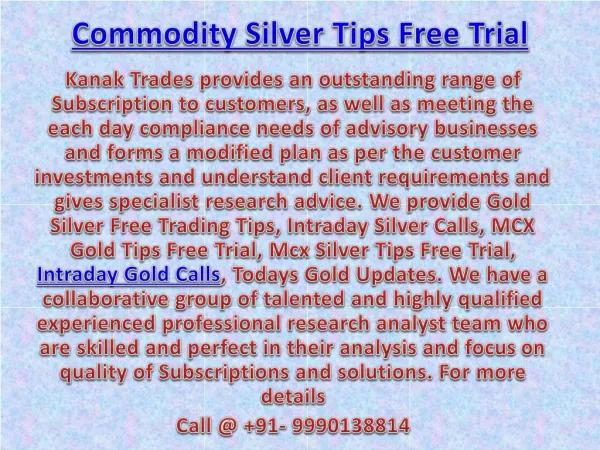 100% Guaranteed‎ Profit in Gold Silver Trading Tips with Kanak Trades