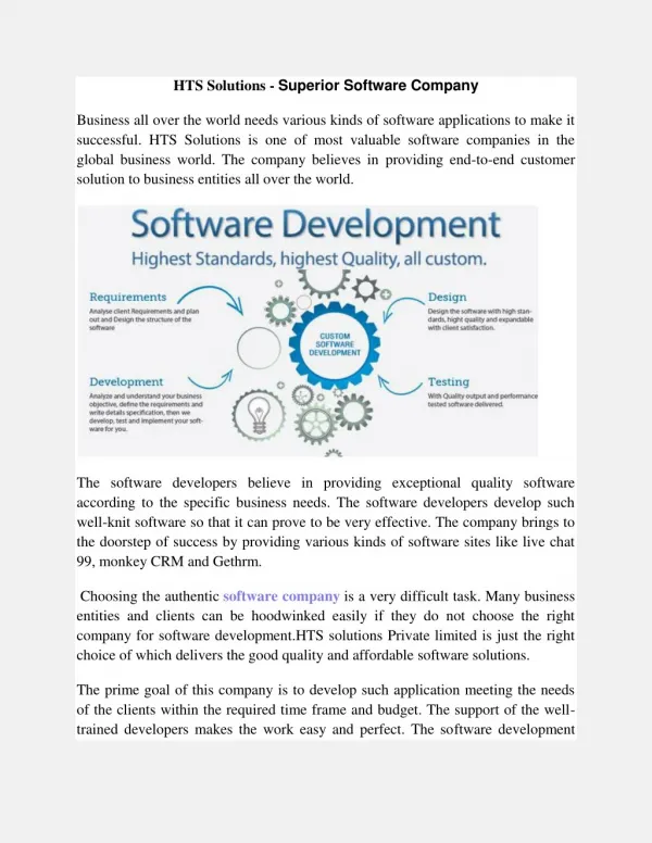 HTS Solutions - Superior Software Company