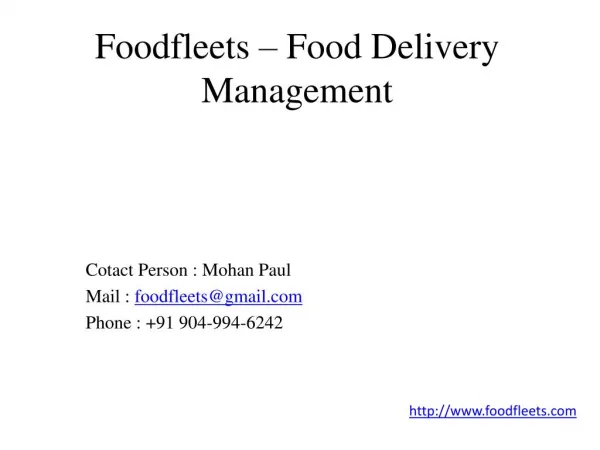 Foodfleets - Food Delivery Management