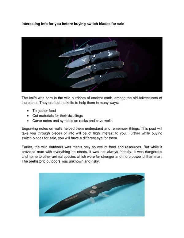 Interesting info for you before buying switch blades for sale