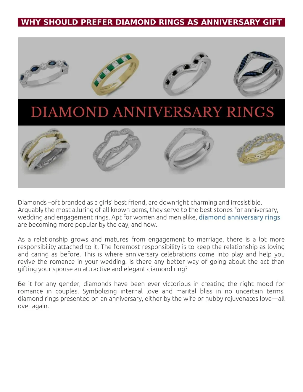 why should prefer diamond rings as anniversary