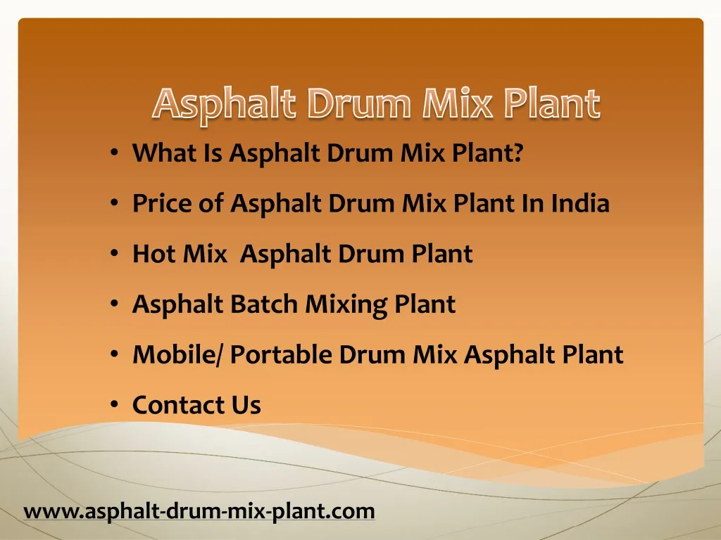 what is asphalt drum mix plant