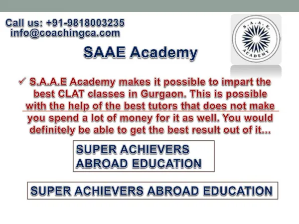 S.A.A.E Academy door to best CAT coaching in Gurgaon