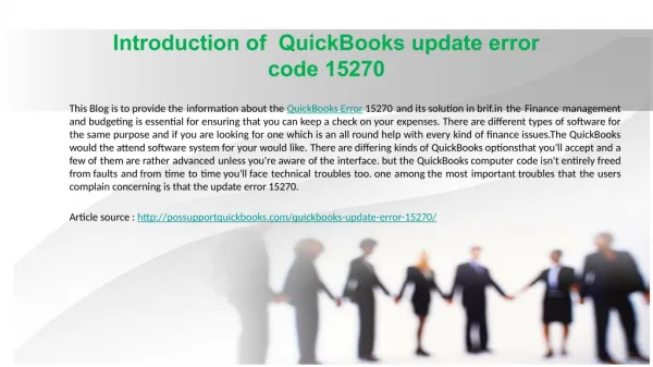 Introduction of QuickBooks update error code 15270