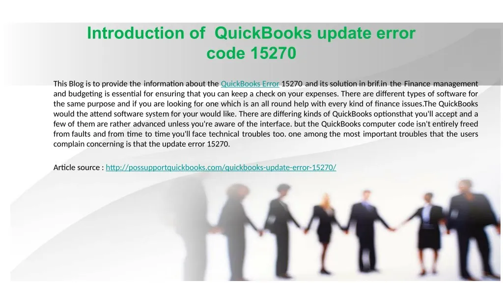 introduction of quickbooks update error code 15270