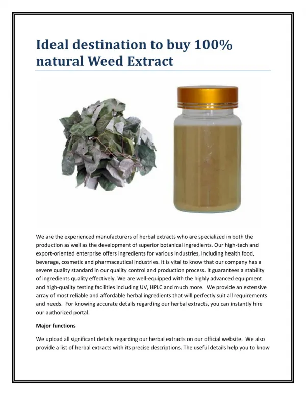 Ideal destination to buy 100% natural Weed Extract