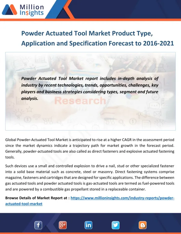 Powder Actuated Tool Market Major Trends, Market Driving Factors and Challenges by 2021